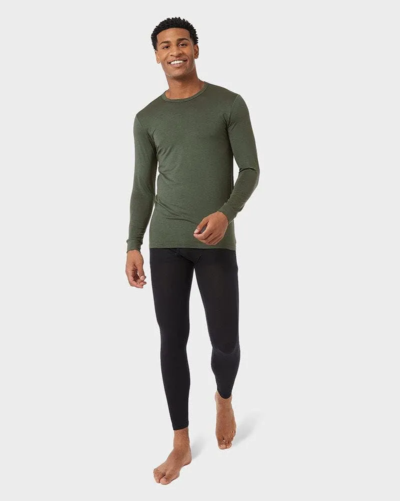 32 Degrees Men's Lightweight Baselayer Crew Top | Long Sleeve | Form Fitting | 4-Way Stretch | Thermal