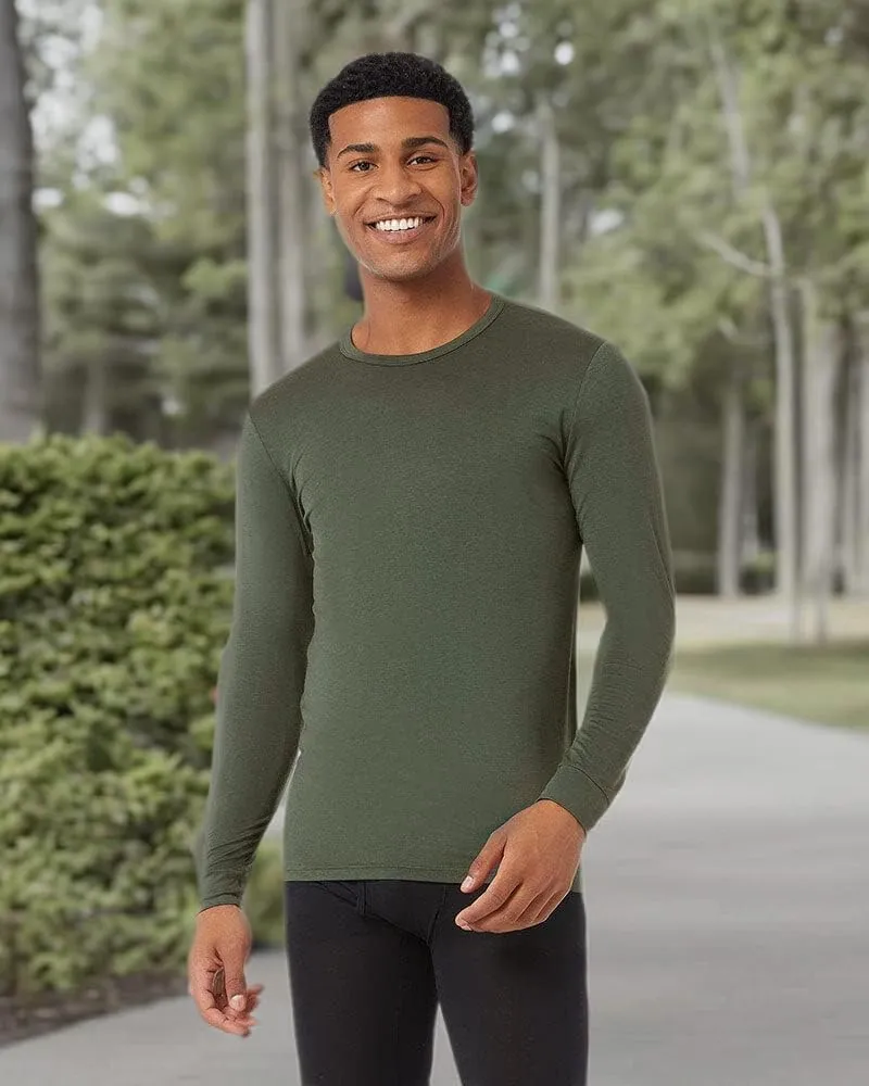 32 Degrees Men's Lightweight Baselayer Crew Top | Long Sleeve | Form Fitting | 4-Way Stretch | Thermal