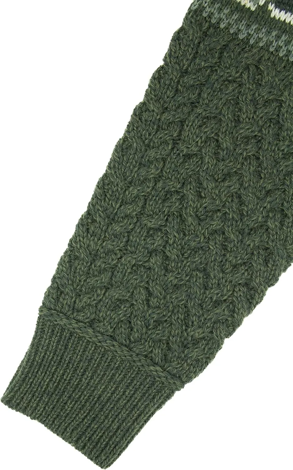 Aran Crafts Men's Irish Cable Knit Half Zip Jacquard Sweater (100% Merino Wool)