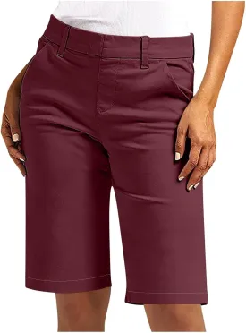 Bermuda Shorts for Women Summer Knee Length Lightweight Quick Dry Short Casual Hiking Straight Leg Pull On Short