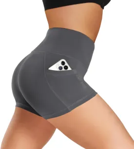 Biker Shorts Women with Pockets - 3"/5"/8" High Waisted Soft Tummy Control Workout Shorts for Yoga Athletic Gym