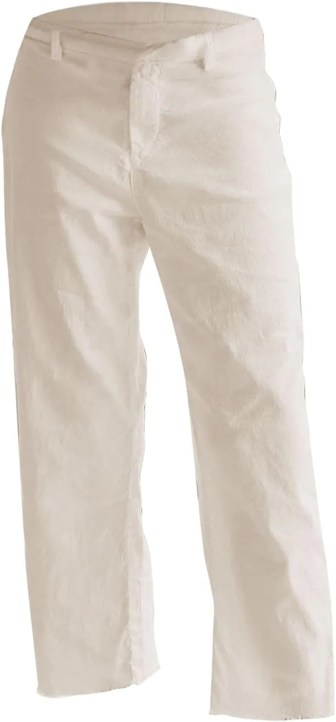 Cotton Linen Cropped Pants Women Straight Leg Capris Summer Business Casual Work Pants Ankle Length Chino Trousers