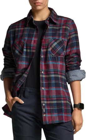 CQR Women's Plaid Flannel Shirt Long Sleeve, All-Cotton Soft Brushed Casual Button Down Shirts