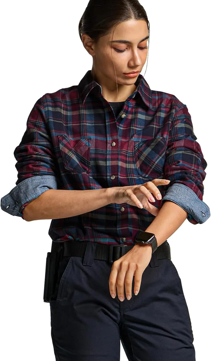 CQR Women's Plaid Flannel Shirt Long Sleeve, All-Cotton Soft Brushed Casual Button Down Shirts