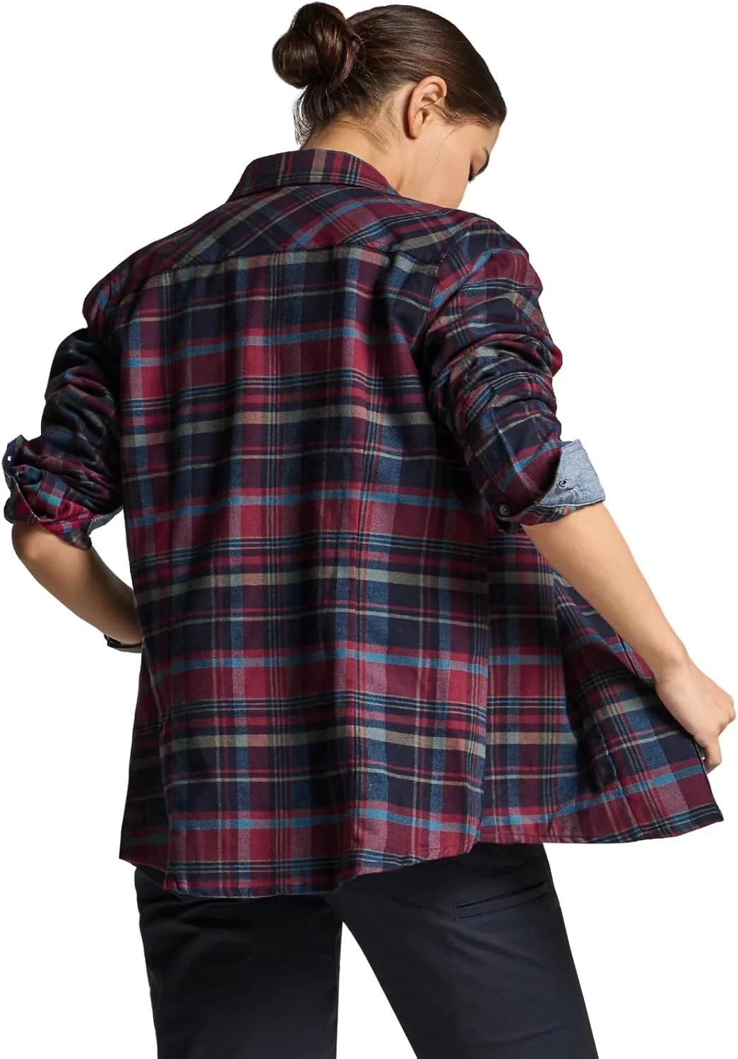 CQR Women's Plaid Flannel Shirt Long Sleeve, All-Cotton Soft Brushed Casual Button Down Shirts