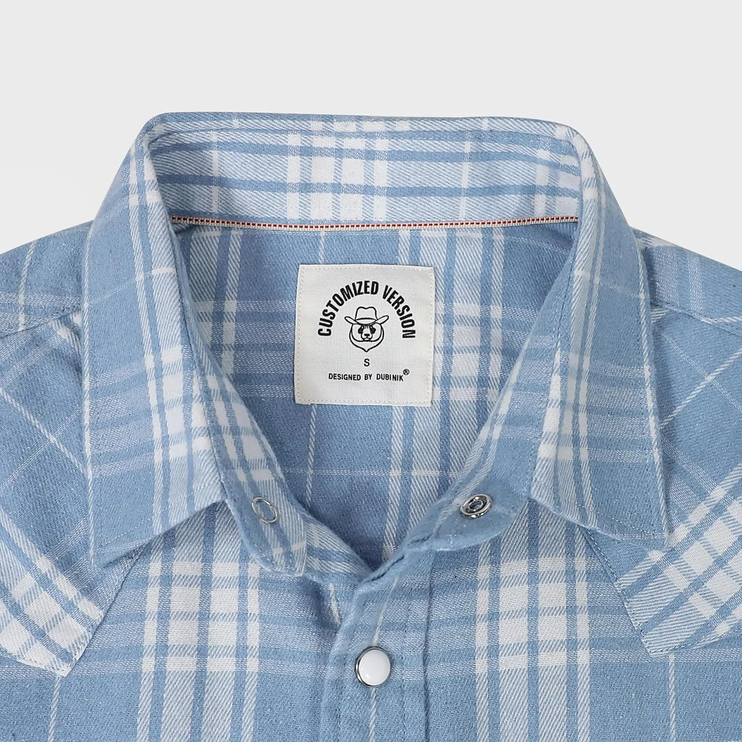 Dubinik Flannel Shirt for Men Western Cowboy Pearl Snap Shirts for Men Long Sleeve Vintage Buttons Down Plaid Shirt