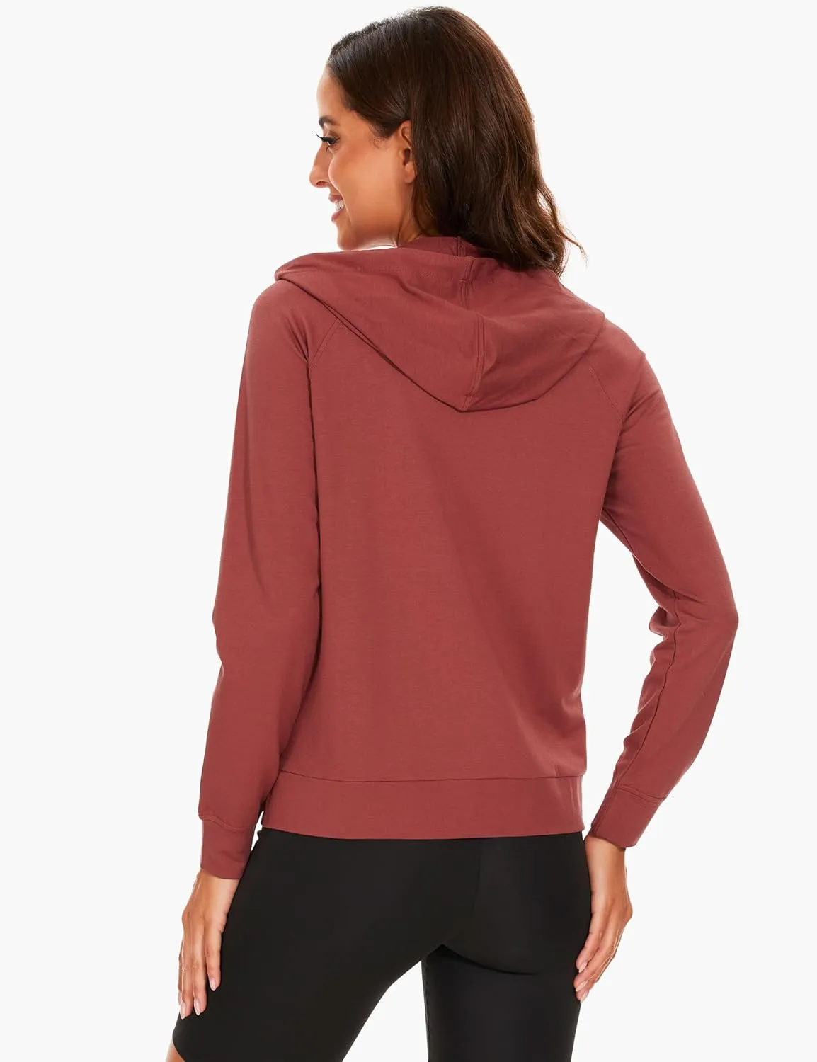 Full Zip Up Hoodies for Women Bamboo Viscose Lightweight Hooded Sweatshirt with Pocket Casual Long Sleeve Terry Top