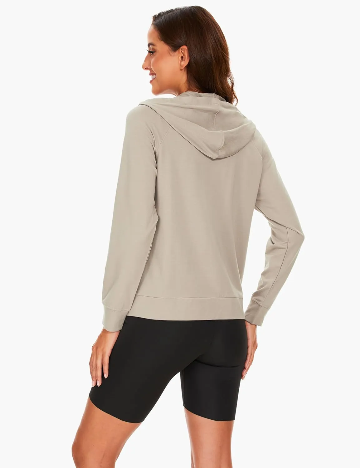 Full Zip Up Hoodies for Women Bamboo Viscose Lightweight Hooded Sweatshirt with Pocket Casual Long Sleeve Terry Top