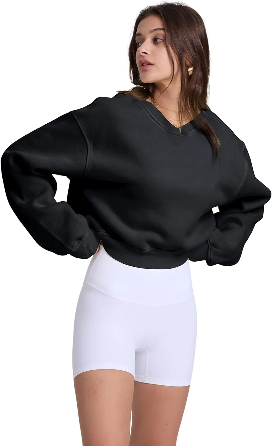 Hatant Sweatshirt for Women Acid Wash Athletic Hoodie Heritage Fleece V-neck Long Sleeve Hoodie Fleece Women Sweatshirt