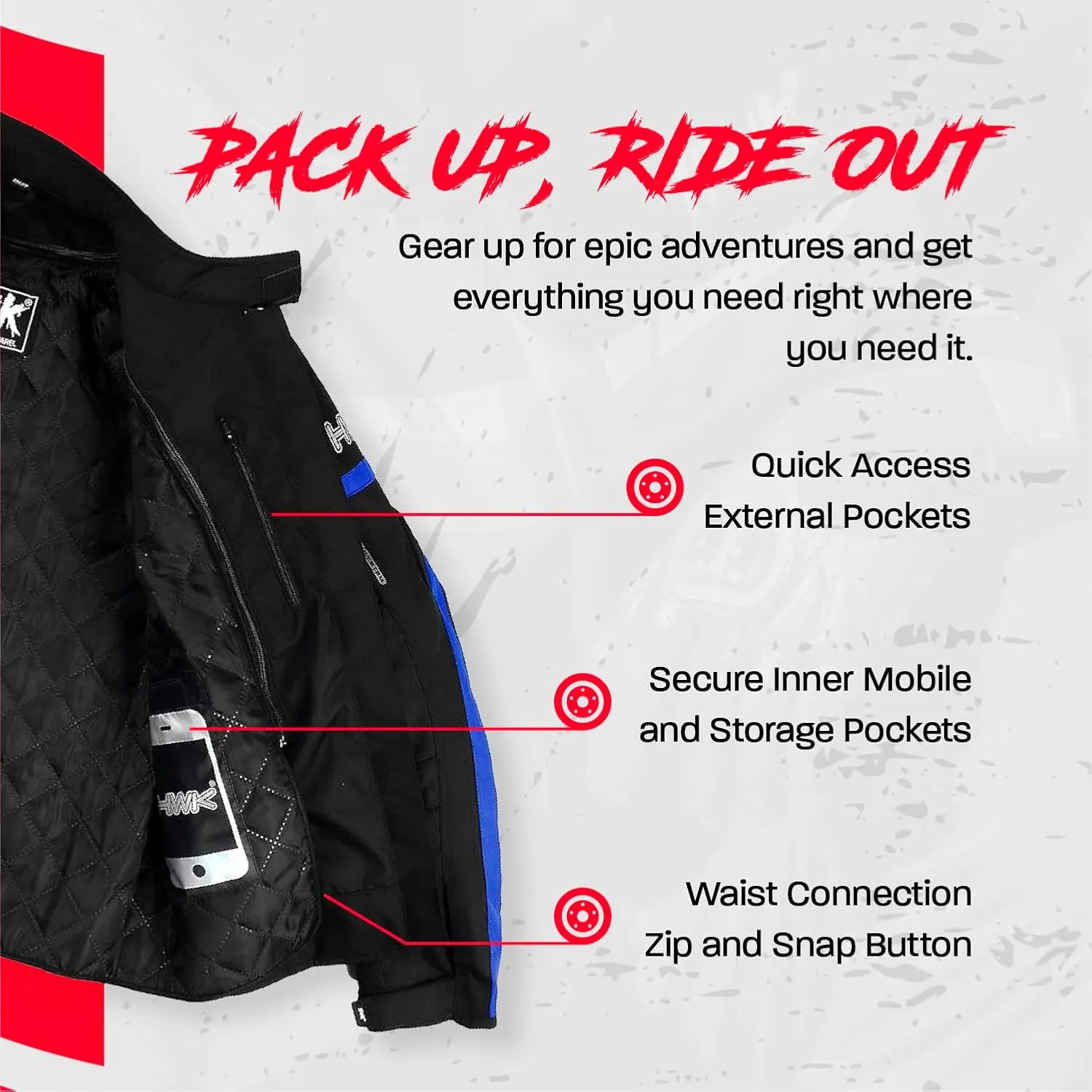 HWK Motorcycle Jacket Men's Riding Textile Racing Motorbike Hi-Vis Biker CE Armored Water Resistant Jackets