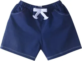 Kids Cotton Shorts Casual Preppy Shorts Solid Color School Uniform Elastic Waist Relaxed Fit Summer Wear with Pockets