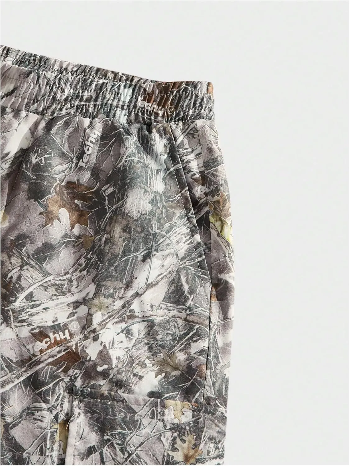 Men's Camo Print Straight Leg Pants Elastic Waist Loose Casual Trousers Streetwear