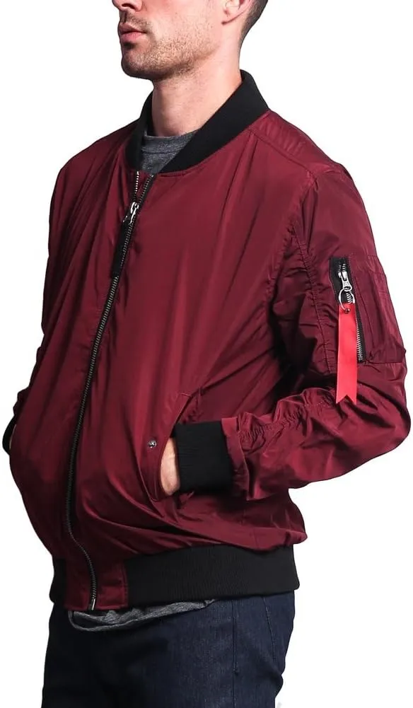 Men's Contrast Lightweight Bomber Flight Jacket