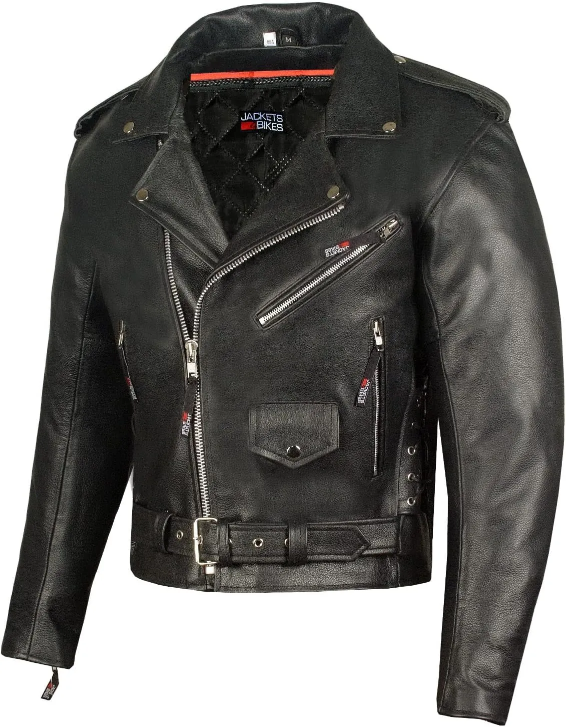 Men's ICONIC Brando Leather Motorcycle Jacket Premium Real Natural Buffalo Biker Jacket - Side Laces Concealed Carry Pockets, All-Season Leather Motorcycle Jacket for Men Black XXL