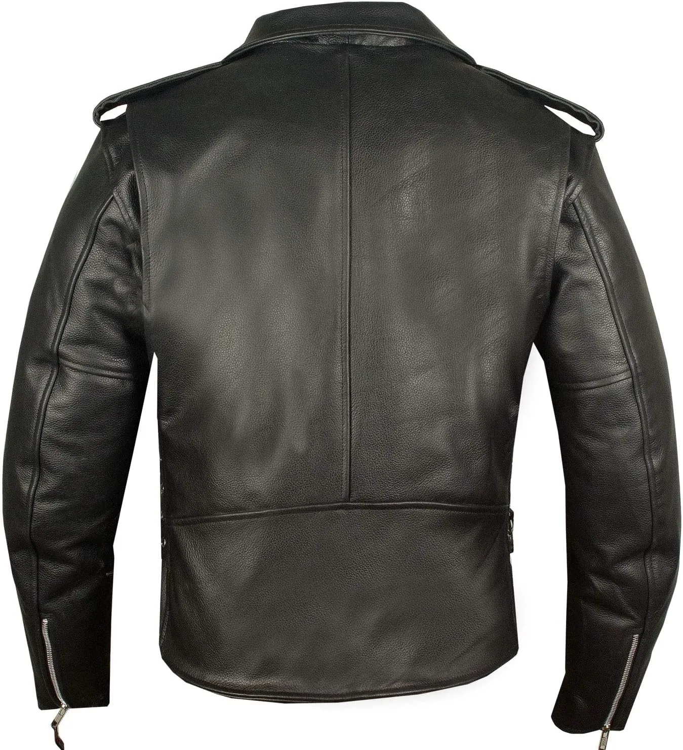Men's ICONIC Brando Leather Motorcycle Jacket Premium Real Natural Buffalo Biker Jacket - Side Laces Concealed Carry Pockets, All-Season Leather Motorcycle Jacket for Men Black XXL