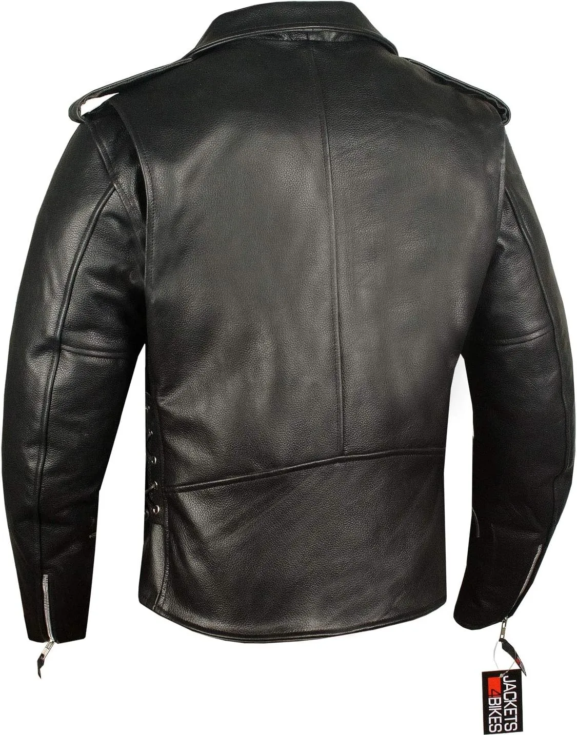 Men's ICONIC Brando Leather Motorcycle Jacket Premium Real Natural Buffalo Biker Jacket - Side Laces Concealed Carry Pockets, All-Season Leather Motorcycle Jacket for Men Black XXL