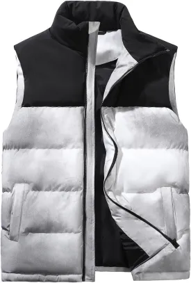 Men's Quilted Puffer Vest Sleeveless Warm Jacket Winter Water-Resistant Outdoor Puffy Vest Sizes M to 3XL