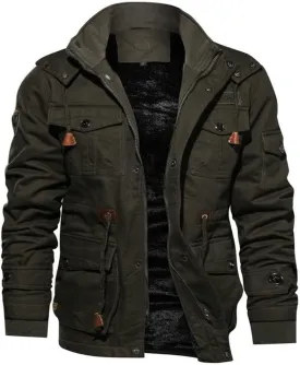 Men's Winter Coats Thick Thermal Fleece Lined Military Cargo Jacket Army Bomber Jacket