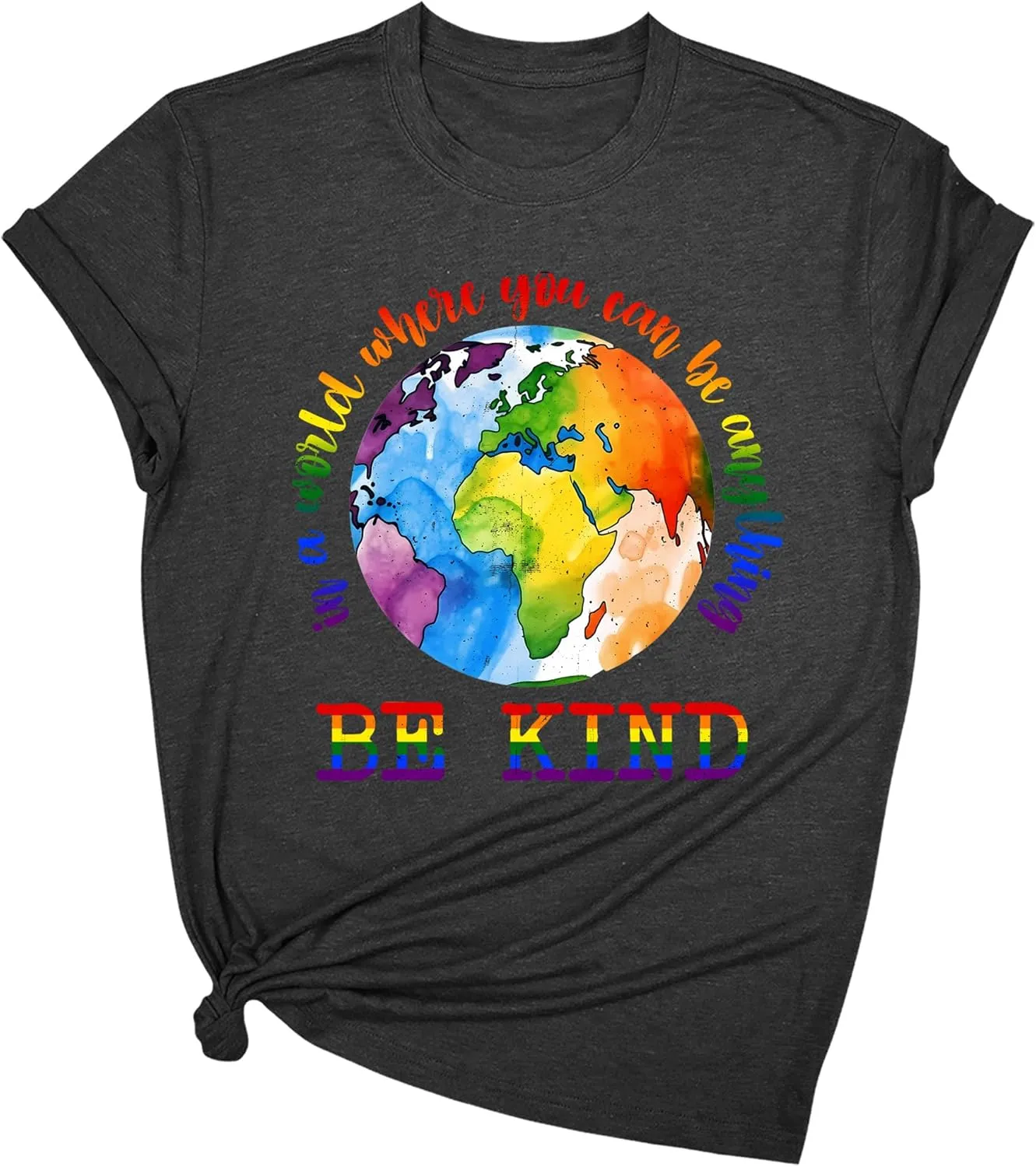 Pride Shirts for Women:Rainbow Heart LGBTQ Support Crew Neck Short Sleeve Pride Ally Higher Quality T-Shirt