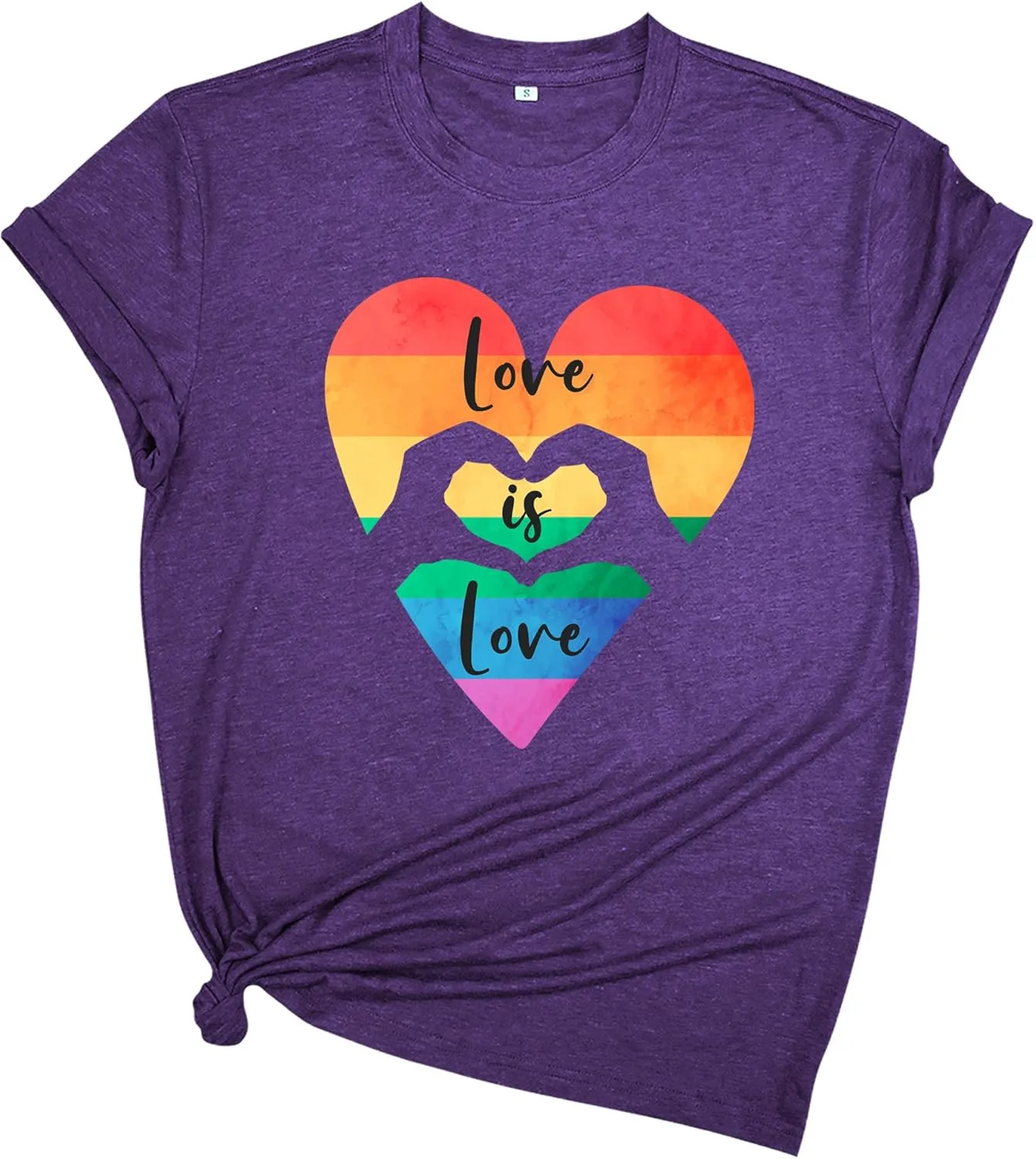 Pride Shirts for Women:Rainbow Heart LGBTQ Support Crew Neck Short Sleeve Pride Ally Higher Quality T-Shirt