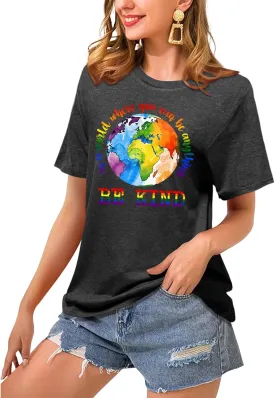 Pride Shirts for Women:Rainbow Heart LGBTQ Support Crew Neck Short Sleeve Pride Ally Higher Quality T-Shirt