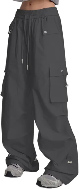 SANGTREE Women's Drawstring Elastic Waist Ruched Baggy Cargo Pants Hip Hop Streetwear
