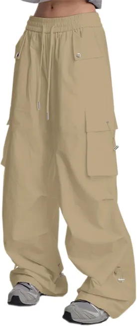 SANGTREE Women's Drawstring Elastic Waist Ruched Baggy Cargo Pants Hip Hop Streetwear