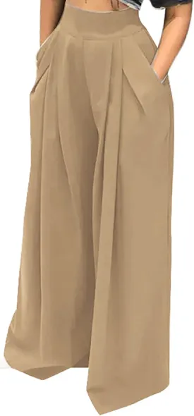 SHINFY Women's Stretchy Plus Size Wide Leg Palazzo Pants (S-3XL)