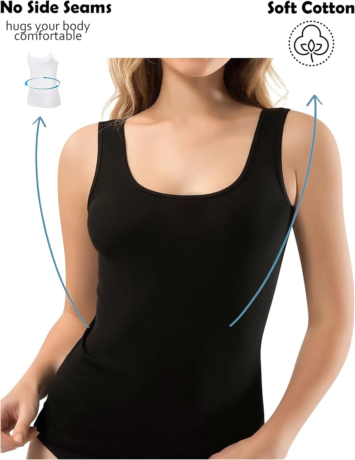 VAVONNE Camisole for Women, All Cotton, Airy Soft Comfy Tank Tops Cami Undershirt