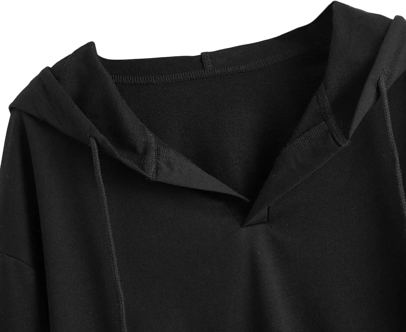 Verdusa Women's Long Sleeve Drop Shoulder Drawstring Crop Hoodie Sweatshirt