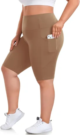 we fleece Plus Size 8" Biker Shorts with Pockets - High Waisted Spandex Yoga Shorts for Women, Workout Gym Cycling Athletic