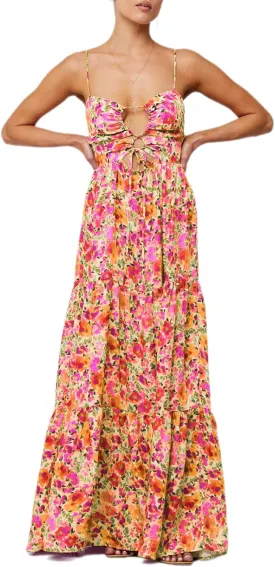 Women Boho Graphic Cami Maxi Dress Spaghetti Strap Flowy Long Beach Sun Dress Summer Vacation Floral Maxi Dress