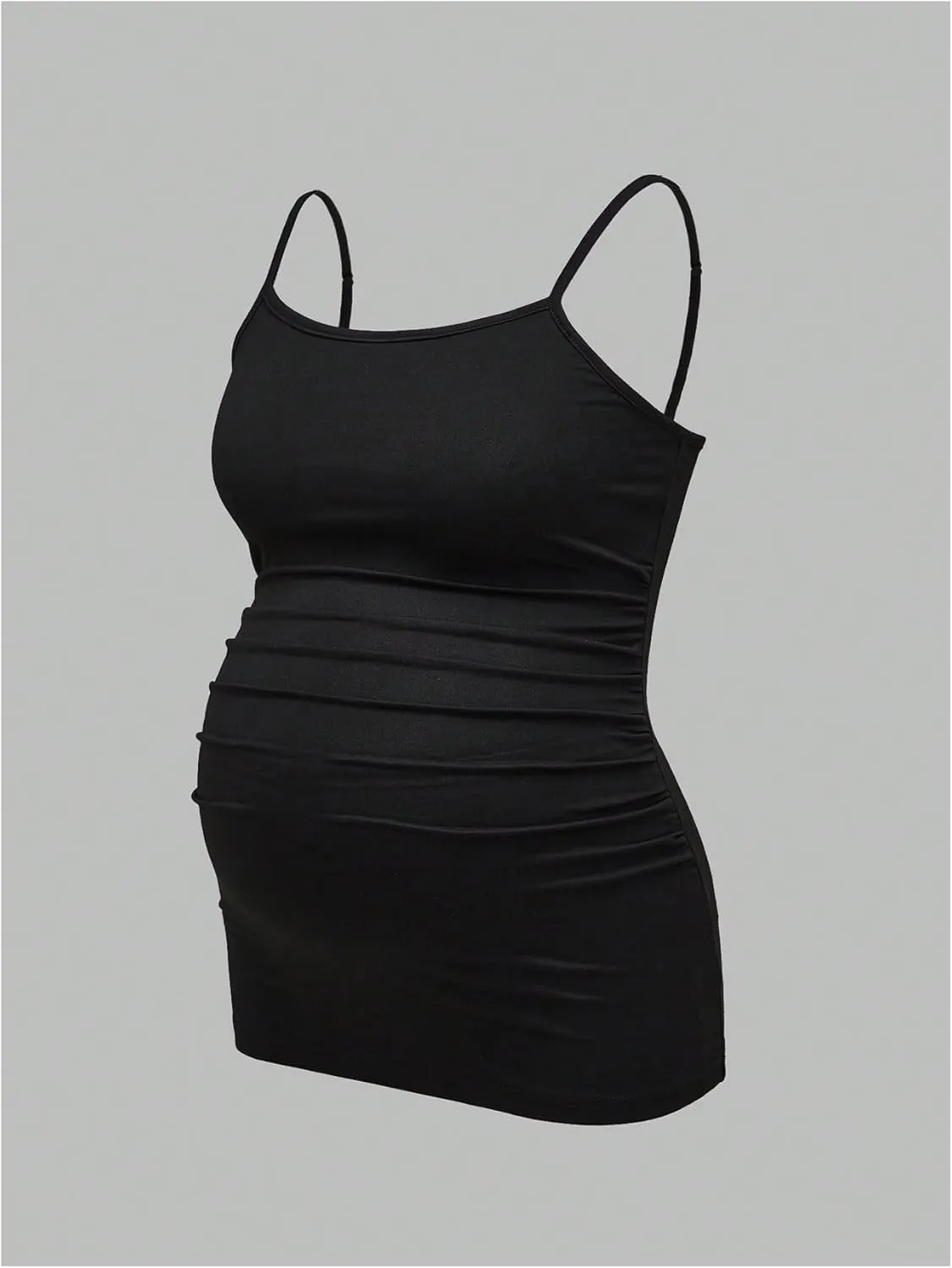 Women's 3 Pack Maternity Cami Top Casual Ruched Spaghetti Strap Pregnancy Camisole
